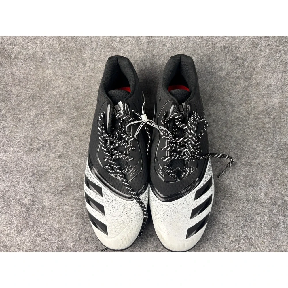 Adidas Icon 4 MD Baseball Cleats Mens 12 Black White G28289 Splatter Low Top